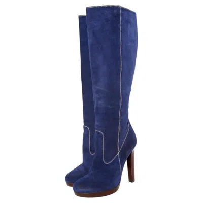 Pre-owned Dsquared2 , Blue Suede Boot