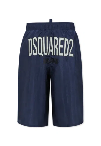 Dsquared2 Kids' Blue Swim Shorts For Boy With Logo