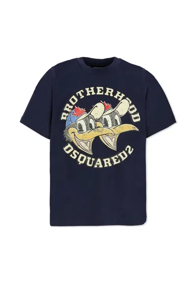 DSQUARED2 BLUE T-SHIRT FOR BOY WITH DUCK PRINT