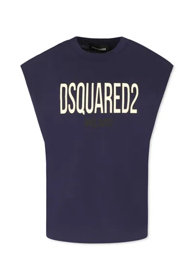 Dsquared2 Kids' Blue T-shirt For Boy With Logo