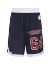 DSQUARED2 BLUE TRACK BERMUDA SHORTS WITH LOGO AND PRINTS