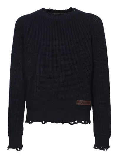 Dsquared2 Blue Virgin Wool Sweater In Black