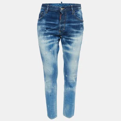Dsquared2 Blue Washed & Distressed Denim Skinny Dan Jeans