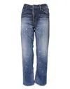 Dsquared2 Blue Washed Cotton Mid Waist Straight Jeans
