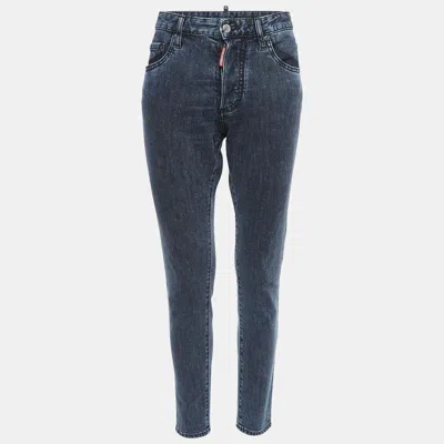 Dsquared2 Blue Washed Denim Buttoned Skinny Dan Jeans