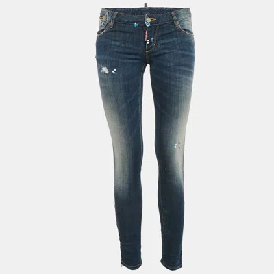 Pre-owned Dsquared2 Blue Washed Denim Ddc Pintura Jeans S Waist 28"