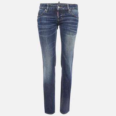 Pre-owned Dsquared2 Blue Washed Denim Low Rise Jeans S Waist 32"