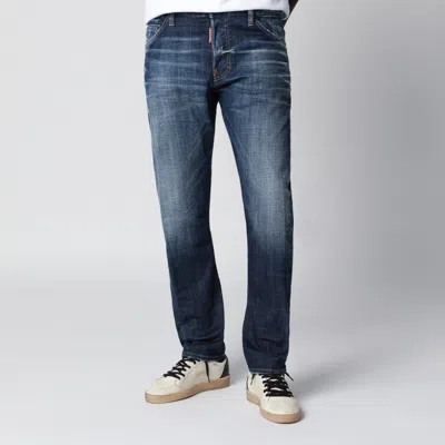 Dsquared2 Faded Wash Five Pocket Trousers Belt Loops In Blue