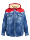 Dsquared2 Hooded Denim Jacket Zip Pockets In Blue