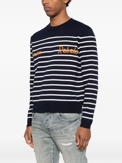 Dsquared2 Logo Detailed Striped Jumper In Blue