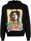 Dsquared2 Bob Marley-print Regular-fit Cotton-jersey Hoody In Black