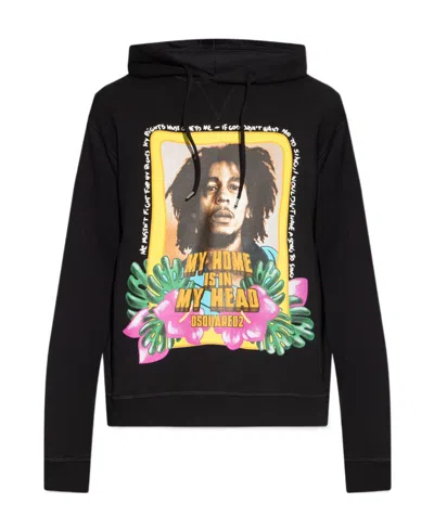 Dsquared2 Bob Marley Long-sleeve Hoodie In Black