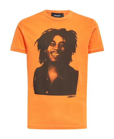 Dsquared2 T-shirt Mit Bob-marley-zitat In Orange