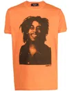 Dsquared2 Cotton Crew-neck T-shirt With Print In Orange