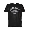 Dsquared2 Men Black Crewneck T-shirt With Logo Printed On The Front In Cotton Man In Black