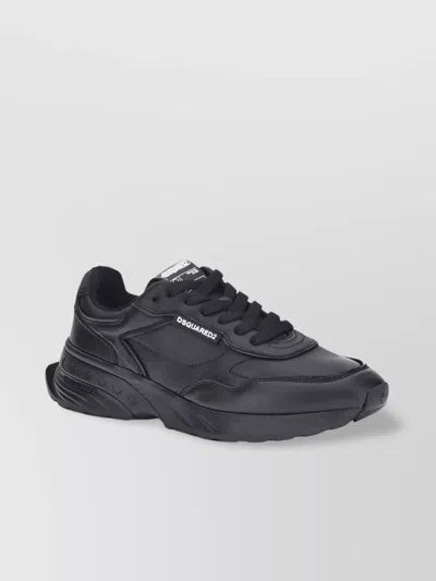 Dsquared2 Bold Leather Paneled Sprinter Sneakers In Black