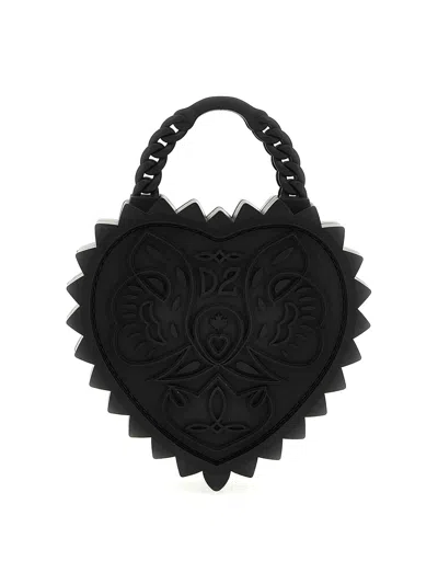 Dsquared2 Open Your Heart Top Handle Bag In Black
