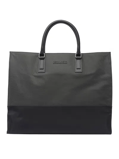 DSQUARED2 DARK GREY URBAN TOTE BAG WITH ZIP