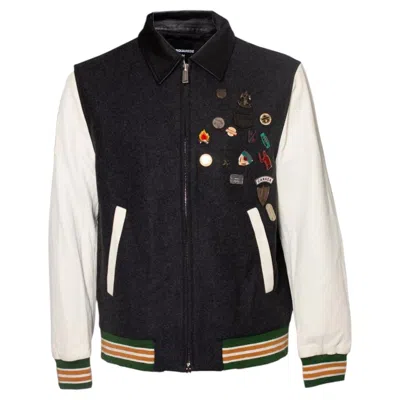 Pre-owned Dsquared2 , Bomber Jacket With Leather Sleeves In Black