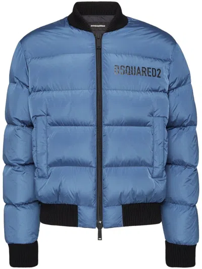 Dsquared2 Logo-print Padded Jacket In Blue