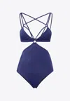 Dsquared2 Bondage Cut-out One-piece Swimsuit In Blue