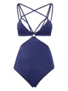 Dsquared2 Bondage Cut-out One-piece Swimsuit In Navy