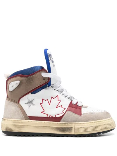 Dsquared2 Boogie Sneakers In Bianco+rosso+blu