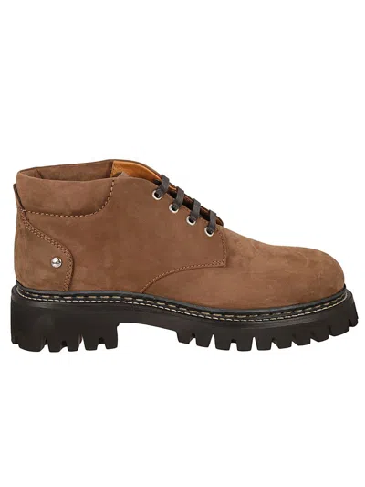 Dsquared2 Lace-up Suede Ankle Boots In Brown