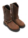 Dsquared2 Studded Harness Ankle Boots In Brown