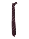 Dsquared2 Bordeaux Tie With All-over Striped Motif In Silk Man In Burgundy