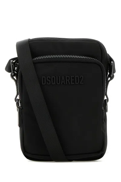 DSQUARED2 DSQUARED BLACK CANVAS URBAN CROSSBODY BAG