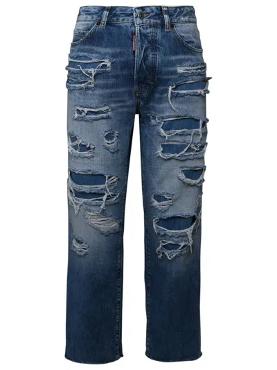 Dsquared2 Boston Cotton Jeans In Nood. In Blue