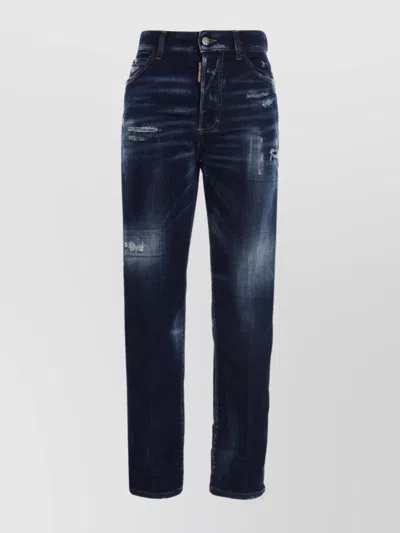 Dsquared2 Embroidered Daisy Boston Fit Denims 18cm In Blue