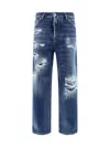 Dsquared2 Straight Leg Cotton Jeans With Distressed Styling