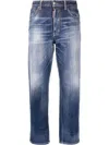 Dsquared2 Boston Jeans In Dark Blue Denim In Blue
