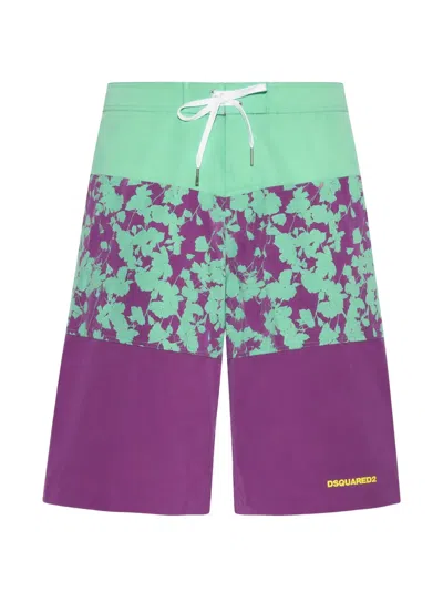 Dsquared2 Botanic Goth Floral-pattern Swim Shorts In Multi