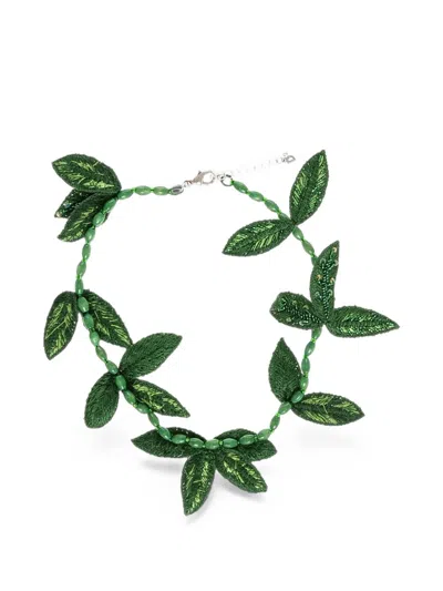Dsquared2 Botanical Leaf Necklace In Green