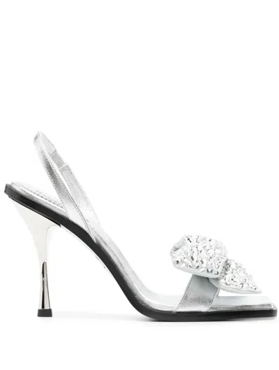 DSQUARED2 BOW-DETAIL SQAURE-TOE SANDALS