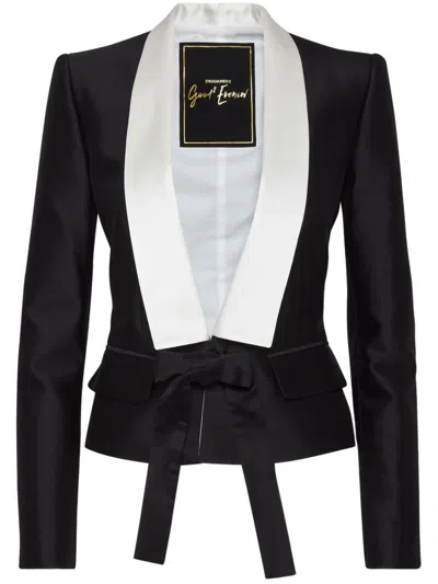 Dsquared2 Bow Detailing Cotton Jacket In Black