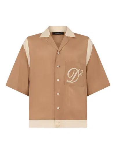 Dsquared2 Bowling Silk Shirt In Brown