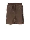 Dsquared2 Waistband Swim Trunks Knee-length In Brown