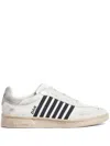 Dsquared2 Boxer Sneakers In White Vintage Effect Leather In Multi