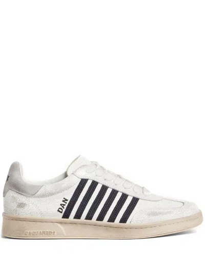 Dsquared2 Boxer Distressed Low-top Sneakers In White