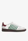 Dsquared2 White Leather Sneakers With Side Stripe Detailing In Multi
