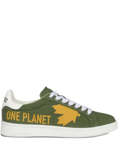DSQUARED2 BOXER LEAF-GRAPHIC LOW-TOP SNEAKERS
