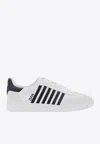 Dsquared2 White And Black Low Top Sneakers With Contrasting Bands In Leather Man In White