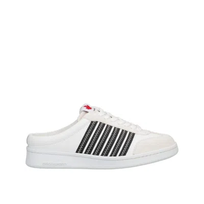 Dsquared2 Boxer Leather Open Back Sneakers In White