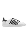 Dsquared2 White And Black Low Top Sneakers With Contrasting Bands In Leather Man