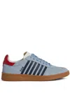 Dsquared2 Calfskin Striped Sneakers Detail Platform Sole In Blue