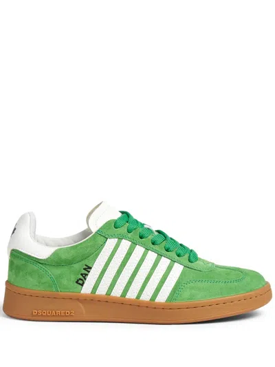 Dsquared2 Sneakers In Suede Con Bande In Pelle In Green